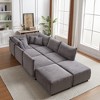 Convertible Corduroy L-Shaped Sectional Sofas with USB & C Ports, 2 Cushions, Modular 2-Set Sofa for Living Room/Bedroom - 2 of 4