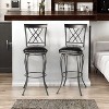 HomeRoots Set of Two 30" Black Faux Leather and Iron Bar Height Swivel Bar Chairs - 2 of 4