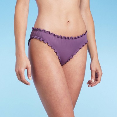 Women's Ruffle Cheeky Bikini Bottom - Shade & Shore™ Dusty Purple