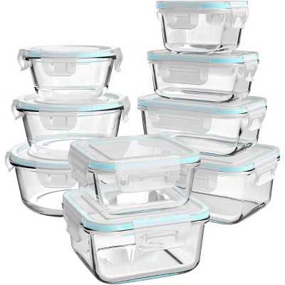 18-PC Glass Meal Prep Containers Set (9 Lids & 9 Containers), BPA-Free & Leak Proof