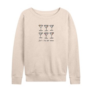 Women's - Instant Message - Just Tini Bit More Lightweight French Terry Wide Neck Long Sleeve Shirt - 1 of 4