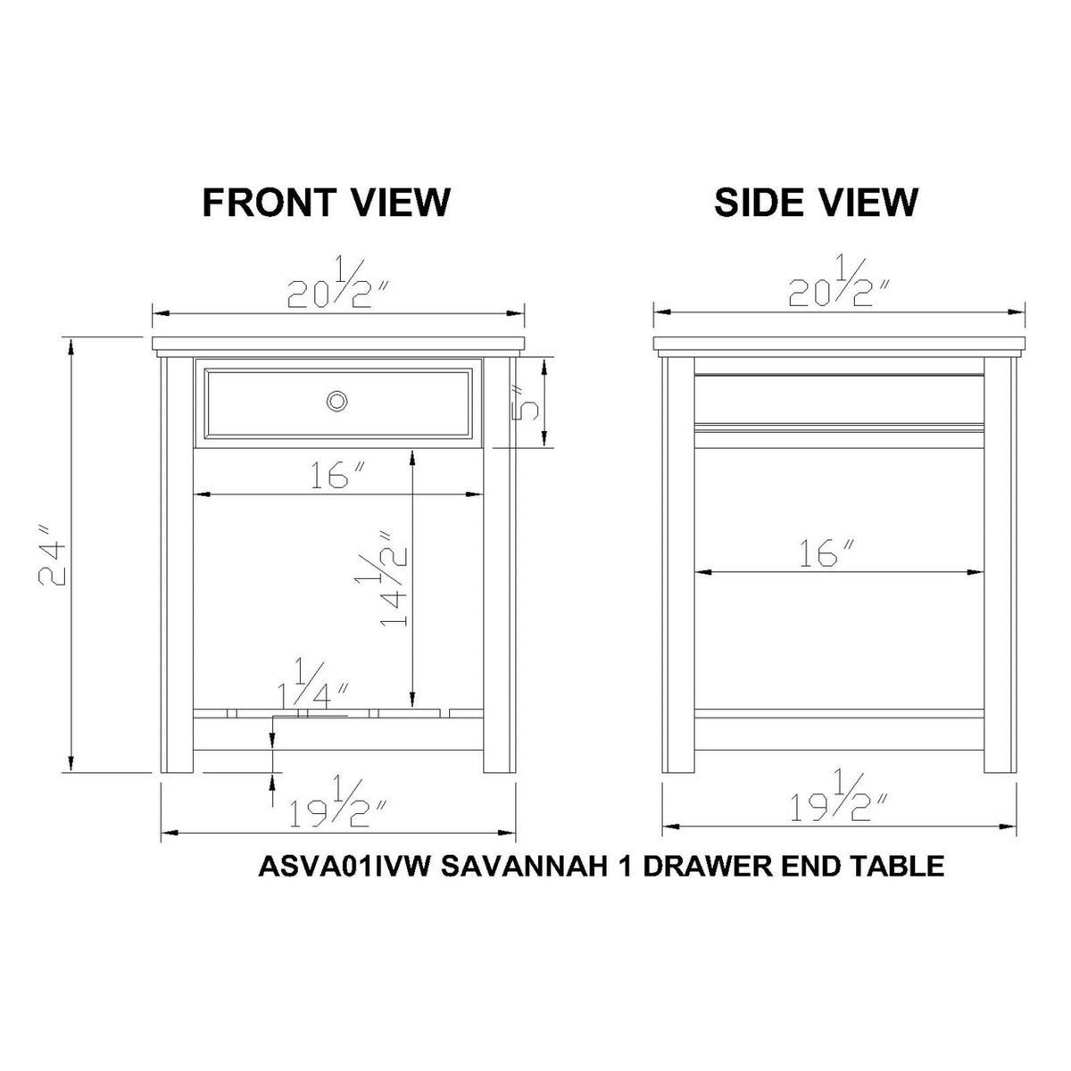 Savannah End Table Ivory with Natural Wood Top - Alaterre Furniture - thumbnail 5