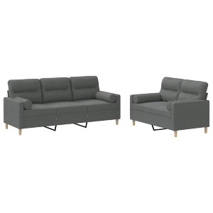vidaXL Sofa Set Dark Grey Polyester, Plywood, Metal 2-seater Sofa Set - 1 of 4