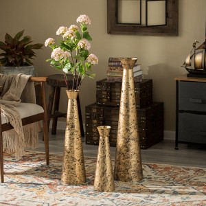 Brushed Paint Unique Straight Design Metal Decorative Floor Vase Flower Holder for Entryway, Living Room - 1 of 4