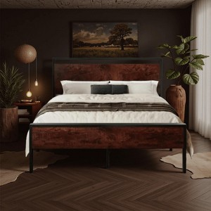 Platform Bed Frame with Headboard and Footboard Under Bed Storage No Box Spring Needed 12 Metal Slats Noise Free - 1 of 4