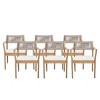 6 Piece Acacia Wood Outdoor Dining Chairs with Cushions,Patio Dining Chair Teak Look with Beige Rope,Outdoor Dining Chair Set for Garden-Koiai - 2 of 4
