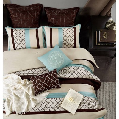 Nanshing 8pc Queen Avalon Comforter Bedding Set Aqua Blue — фото 4