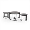Coffee Table Set Of 3 With Metal Frame, Round Coffee Table & 2pcs Round End Table For Small Space Living Room Apartment - 3 of 4