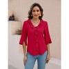 Womens Dressy Casual Blouses 3/4 Sleeve V Neck Ruffle Tops Trendy Work Shirts Business Ladies Summer 2025 - 2 of 4