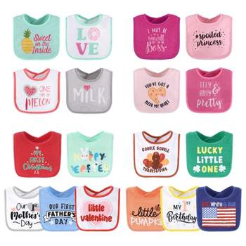 The Peanutshell Baby Girl Terry Bibs, 18 Pack for Feeding, Teething, or Drooling|Girl Foods/Holiday