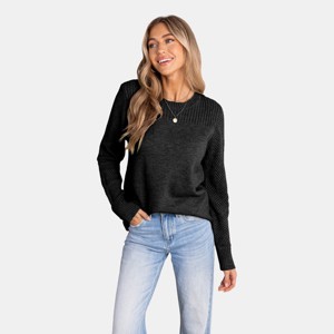 Women's Cozy Round Neck Long Sleeve Knit Sweater -Cupshe - 1 of 4