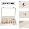 48-Grid Velvet Jewelry Tray with Transparent Lid, Display Organizer Box for Rings, Earrings & Necklaces, Beige - 4 of 4