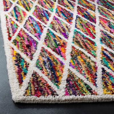 Handmade Multicolor Wool and Cotton Tufted Rectangular Rug