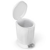 simplehuman 6L Round Bathroom Step Trash Can with Soft-Close Lid - White Plastic: Compact Garbage Bin, Touchless Operation - image 2 of 3