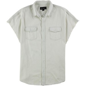 I.N.C International Concepts Mens Raw Edges Button Up Shirt, White, Large - 1 of 1