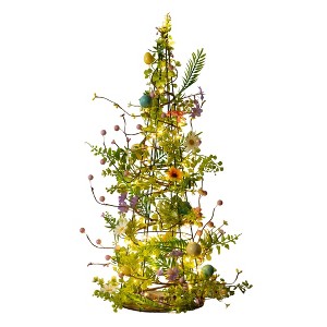 Nearly Natural 24-in Artificial Easter Cone Tree with Wild Flowers and ...