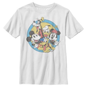 Boy's Disney Mickey & Friends Retro Circle Distressed T-Shirt - 1 of 4