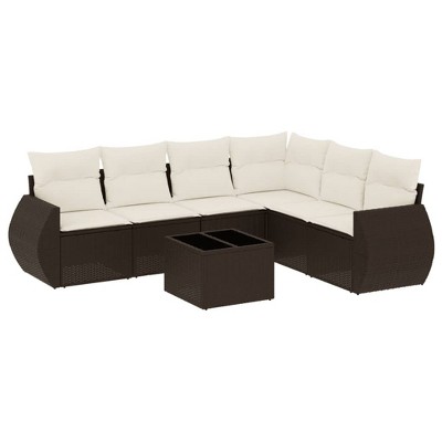 vidaXL Garden Sofa Set Brown and Cream