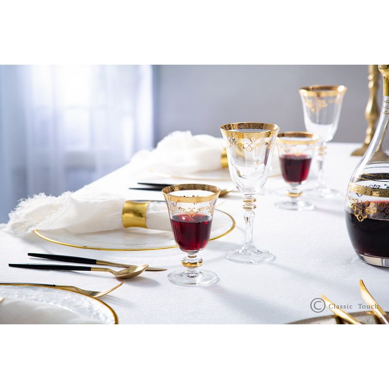 Classic Touch Short Stem Glasses with Gold Design, Set of 6, 2 of 4