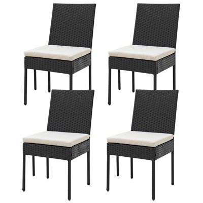 Tangkula 4PCS PE Wicker Patio Dining Chairs Outdoor Rattan Chair Set w/ Cushions