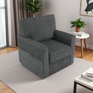 360-degree Swivel Barrel Armchair with Side Pockets and Chenille Upholstery - 1 of 4