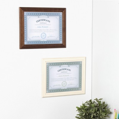 Distressed Soft White Solid Wood 8.5x11 Document Frame