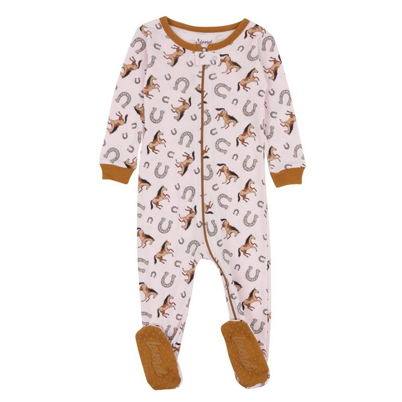 Leveret Footed Sleeper Cotton Girls Pajamas, 1 of 4