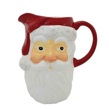 Tag Vintage Santa Pitcher  -  One Pitcher 9.0 Inches -  Festive Christmas Serve Ware  -  G15790  -  Earthenware  -  Multicolored