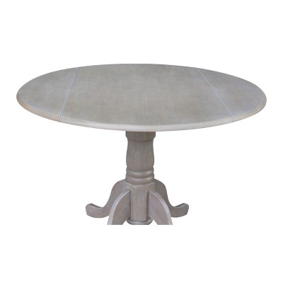 42" Washed Gray Taupe Round Wood Extendable Dining Table