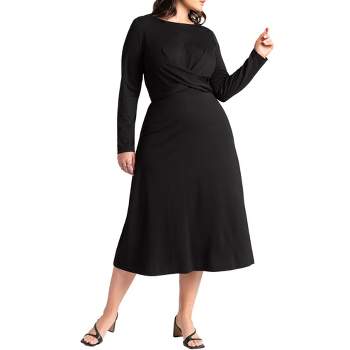 ELOQUII Women's Plus Size Ponte Twist Detail Dress