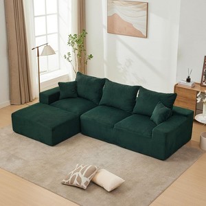 110In Oversized L-Shaped Sofa, Cloud Sectional Couch w/Chaise Throw Pillows, Soft Corduroy Boneless Foam Sofa for Living Rooms, Apartments, Dorms - 1 of 3