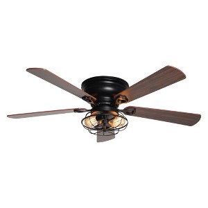 Parrot Uncle 48 Inch Modern Black Flush Mount Ceiling Fan with Light and Remote Control for Bedroom Living Room Dining Room - 1 of 4