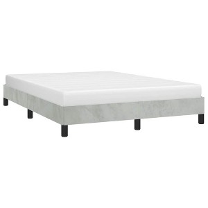 Bed Frame Light Gray Velvet, Engineered wood, Plywood Queen - 1 of 4