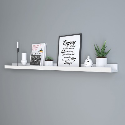 SONGMICS Floating Shelf, Wall Shelf Ledge 3.9 x 43.3 Inches with Front Edge, for Picture Frames, Books, Spice Jars, Living Room, Easy Assembly, White