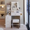 Okak 29.2IN Small Vanity Table with Cushioned Stool and Hair Dryer Stand, Makeup Vanity with Power Station and 3-Color Switch, Vanity Desk - 4 of 4