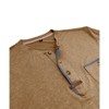 Men's Short Sleeve Henry Collar T-Shirt with Leather Label Casual Round Neck Top Front Pocket Khaki XL - 3 of 4