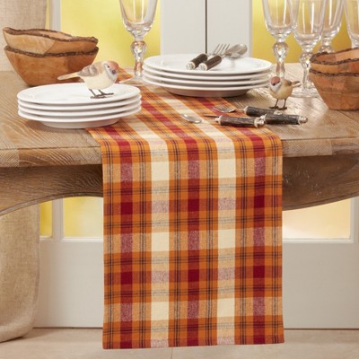 Rust Plaid Cotton Fall Table Runner 13 x 72 in