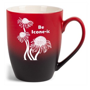Elanze Designs Witty Floral Coffee Cup Mug 12 Ounce Ceramic With Ombre Gradient Be Icone-ic Coneflower Red and Black - 1 of 4