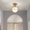 LLHZSY Modern Glass Globe Semi Flush Mount Ceiling Light Fixture for Hallway Home - 1-Light Milky White Glass Globe Shade -8 7/10", 13"- Black/Gold - 2 of 4