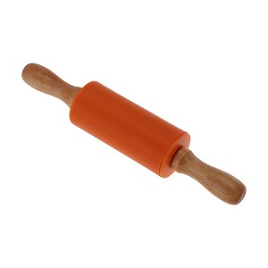 Unique Bargains Rolling Pin Small Silicone Solid Wood 1 Pc - 1 of 4