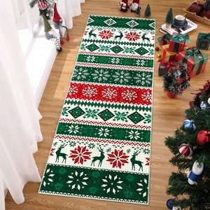 Christmas Washable Non Slip Area Rug Xmas Holiday Rug Soft Non Shedding Floor Covering Low Pile Thin Foldable Mat for Living Room Bedroom Kitchen - 1 of 4