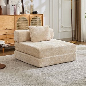 Sapphtopaz Convertible Floor Sofa Couches for Living Room with Fixed-Shape Frame Sectional Cloud Sofa with Chenille Fabric for Apartment - 1 of 4