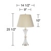Regency Hill Luca Modern Table Lamps 25 1/2" High Set of 2 Twisted Glass with USB Charging Port Ivory Pleat Drum Shade for Bedroom Living Room Desk - 4 of 4