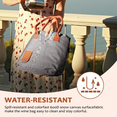 Gray Insulated Wine Tote Bag with Hidden Dispenser