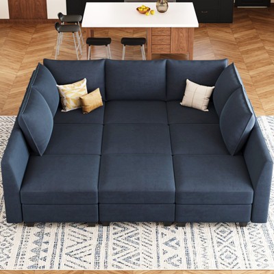 Belffin 9-Piece Modular Sleeper Sectional – Tool-Free Assembly, 2700lb Capacity & Pet-Resistant Velvet