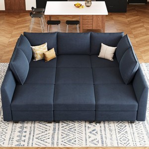 Belffin 9-Piece Modular Sleeper Sectional – Tool-Free Assembly, 2700lb Capacity & Pet-Resistant Velvet - 1 of 4