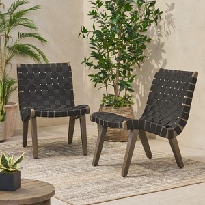 PAGED 16.7" Acacia Lounge Accent Chairs,Rustic Rope Strap Woven Patio Patio Furniture Seating for Garden,Porch,Poolside and Backyard - 1 of 4