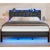 Furnulem King Bed Frame with Headboard and LED Light Upholstered Platform with Power Outlet and USB Port Bed with Metal Support and Footboard - 2 of 4