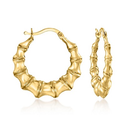 Ross-Simons 14kt Yellow Gold Bamboo-Style Hoop Earrings