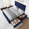 Bed Frame with 4 Storage Drawers and Headboard, Linen Upholstered Platform Bed Frame with Wooden Slats Support, No Box Spring Needed,QUEEN - 3 of 4